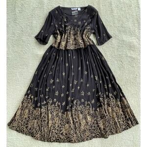 🔥NWOT Vintage Plus Class Nature Botanical Floral Print Resort Crinkle Dress 16W